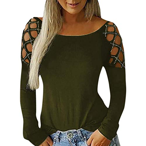 SHOBDW Mujeres Camisetas de Manga Larga Tallas Grandes Cuello en V sólido Camisa de Manga Larga Moda Casual Primavera Otoño Blusa Blusas Sueltas Diseño Cruzado Delantero Camiseta (Large, T-Verde) SHOBDW Mujeres Camisetas de Manga Larga Tallas Grandes Cuello en V sólido Camisa de Manga Larga Moda Casual Primavera Otoño Blusa Blusas Sueltas Diseño Cruzado Delantero Camiseta (Large, T-Verde)