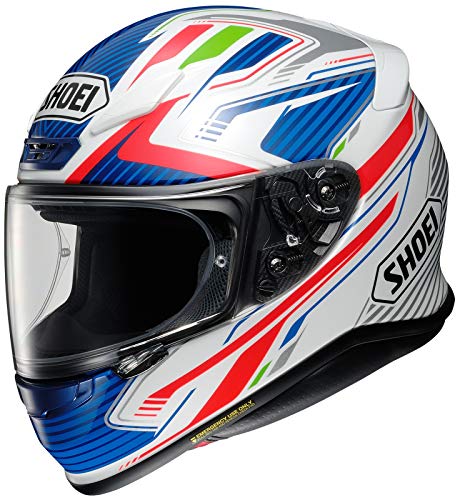 Shoei Casco NXR STAND TC-2 blanco, azul y rojo, casco integral para motocicleta, talla M