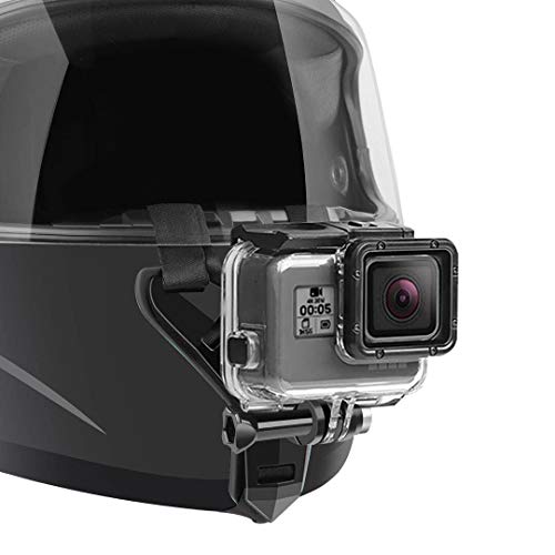 Soporte para correa de barbilla para casco de motocicleta compatible con GoPro Hero 9, 8, 7, (2018), 6 5 4 3, Hero Black, Session, Xiaomi Yi, SJCAM (negro)