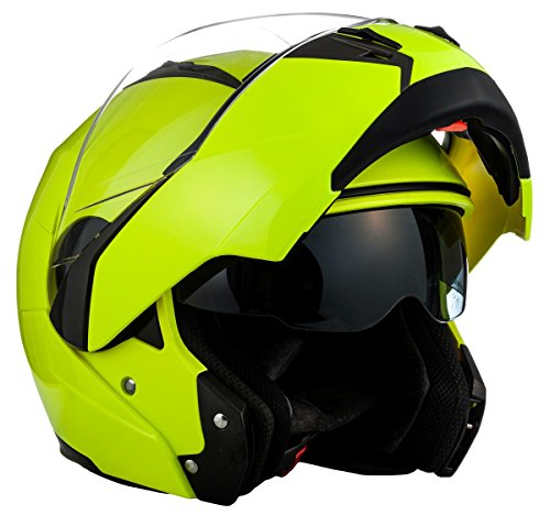 Soxon SF-99 Integrale Casco da motocicletta, ECE certificado, dos viseras incluidas, incluyendo bolsa de casco, XS (53-54cm), Neon Amarillo