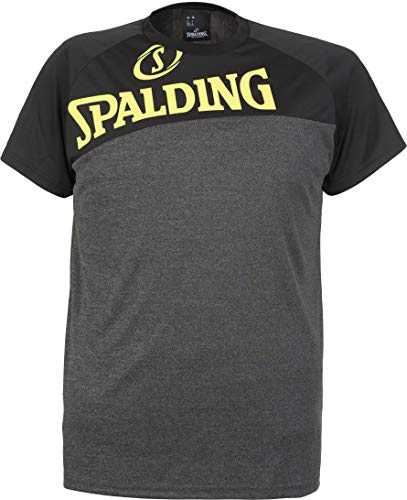 Spalding Street T-Shirt Camiseta Casual, Hombre, Anthra Melange/Fluo Gelb, 4XL