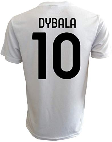 Sport Baer Camiseta de fútbol Oficial Blanca Negra 2020/2021 - Dybala N.10 - Tallas para niños y Adultos (M)