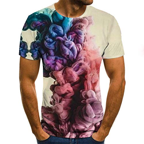 SSBZYES Camiseta De Talla Grande para Hombre Camiseta De Manga Corta para Hombre con Cuello Redondo Pullover Impresión Digital 3D Camiseta De Niebla De Color Camiseta De Manga Corta para Hombre