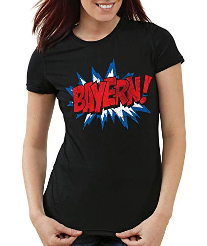 style3 Bayern! Fan Camiseta para Mujer T-Shirt fútbol München Oktoberfest, Color:Negro, Talla:M