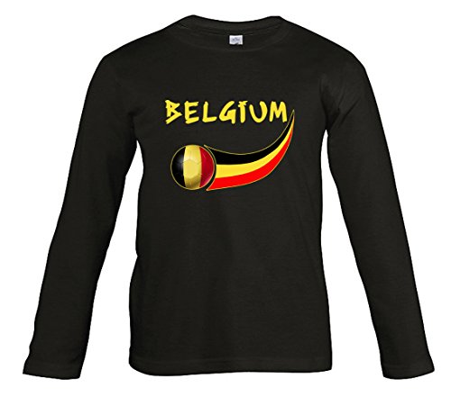 Supportershop – Camiseta Fútbol Bélgica Negro L/S niño, T-Shirt Belgique Noir L/S Enfant, Negro, 4 años (Talla del Fabricante: 4 ANS)