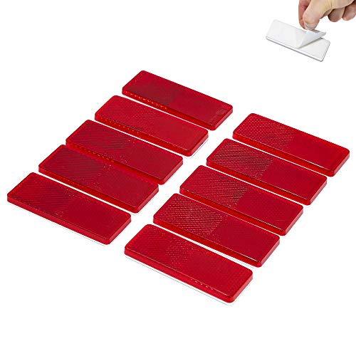 TAEUTO 10 x Catadioptrico Rectangulares Rojo Adhesivo, Catadioptrico Rectangulares Adhesivo Remolque, Reflectores Rectangulares Rojo, para Camión RV Caravana Remolque Tractor Moto Autos(Rojo)