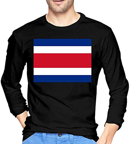Tailandia Flag Camiseta de Manga Larga para Hombre Camisas de algodón con Cuello Redondo