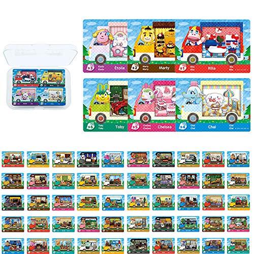 Tarjetas de juego con etiqueta NFC para Animal Crossing New Horizons Sanrio Switch / Switch Lite / Wii U con estuche de almacenamiento （6 PCS +50 PCS）