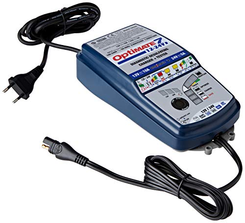 Tecmate TM-260 Optimate 7 Cargador de baterías 12V-24V, Azul, 12V 10A/ 24V 5A