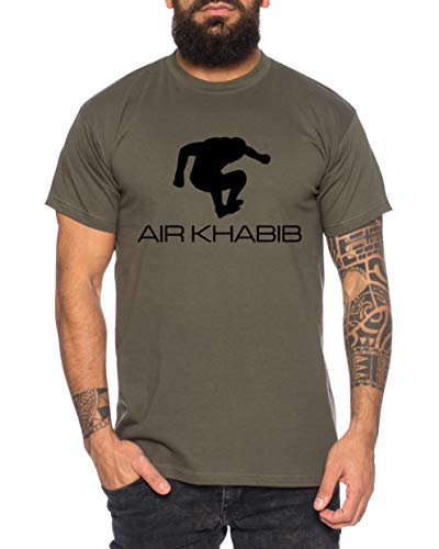 Tee Kiki Air Khabib Camiseta de Hombre Cool Fitness Sport Shirt, Größe2:Small, Farbe2:Caqui