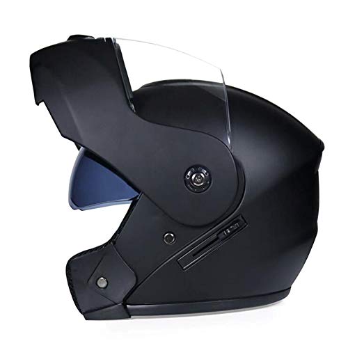 TKUI Casco Integral Casco de sombrilla Cross Casco De Moto Motocross Integral con Doble Visera - Negro Mate - Motocicleta Scooter Unisex,H,XXL(63~64cm) TKUI Casco Integral Casco de sombrilla Cross Casco De Moto Motocross Integral con Doble Visera - Negro Mate - Motocicleta Scooter Unisex,H,XXL(63~64cm)