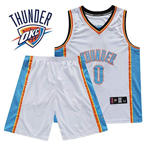 TOY-R NBA Baloncesto Uniformes Thunder No. 0 Camiseta Westbrook Brooke Bordado Jersey Paul George No. 13 Uniforme de Baloncesto Absorbente de Sudor y Transpirable White-XS
