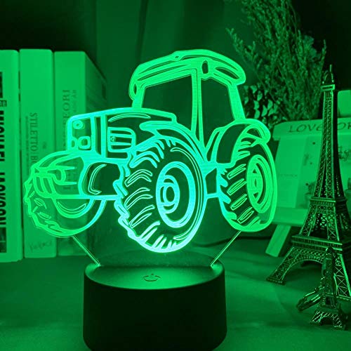 Tractor de luz nocturna 3D, Sensor táctil óptico LED para bebé, cambio de Color remoto, noche para decoración del hogar, mesa, coche-7_Color_No_Remote
