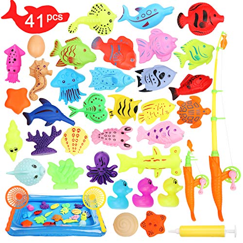 Ucradle Juguete de Pesca magnético, Juego de Juego Educativo de Juego de Pesca con imán Impermeable de 41 PCS Juego de Juego de Juguete de baño, Gran Regalo para niños pequeños con Peces Ucradle Juguete de Pesca magnético, Juego de Juego Educativo de Juego de Pesca con imán Impermeable de 41 PCS Juego de Juego de Juguete de baño, Gran Regalo para niños pequeños con Peces