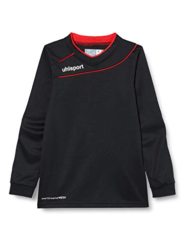 uhlsport Camiseta Strema 3, 0 para Hombre/Jersey Manga Larga/Portero Acolchado, Azul/Amarillo Flúor, XXS, Negro/Rojo