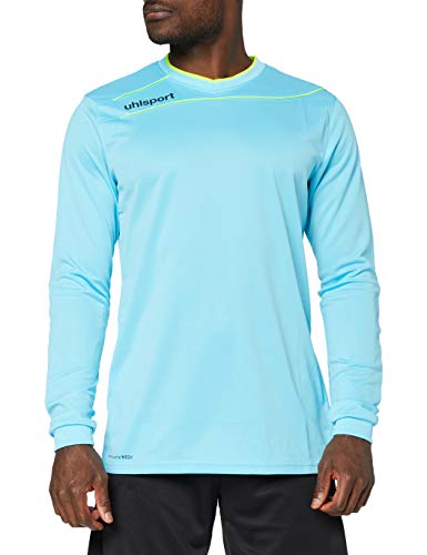 uhlsport Camiseta Strema 3, 0 para Hombre/Jersey Manga Larga/Portero Acolchado, L, Azul Hielo/Amarillo Fluor