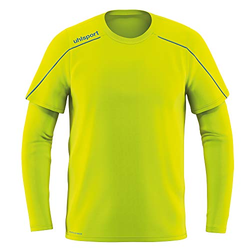 uhlsport Stream 22 Goalkeeper Shirt Camiseta de Portero, Hombre, Amarillo Fluor/Radar Azul, S