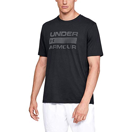 Under Armour Team Issue Camiseta para Hombre con Logotipo, Camiseta Deportiva Transpirable, Camiseta de Manga Corta para Hombre cómoda y Ancha, Black/Rhino Gray (001), MD