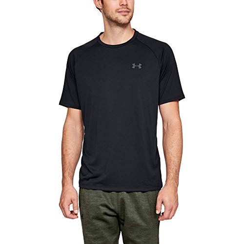 Under Armour Tech 2.0. Camiseta masculina, camiseta transpirable, ancha camiseta para gimnasio de manga corta y secado rápido, Black/Graphite (001), LG Under Armour Tech 2.0. Camiseta masculina, camiseta transpirable, ancha camiseta para gimnasio de manga corta y secado rápido, Black/Graphite (001), LG