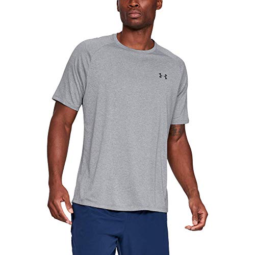 Under Armour Tech 2.0. Camiseta masculina, camiseta transpirable, ancha camiseta para gimnasio de manga corta y secado rápido, Steel Light Heather/Black (036), LG Under Armour Tech 2.0. Camiseta masculina, camiseta transpirable, ancha camiseta para gimnasio de manga corta y secado rápido, Steel Light Heather/Black (036), LG