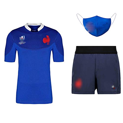 Uniforme de Entrenamiento de Rugby para Estudiantes, Camiseta de Uniforme de Rugby Local de Francia de la Copa del Mundo 2019 S-3XL, Uniforme de Rugby de Verano para Hombres, Regalo de cumpleaños.-L