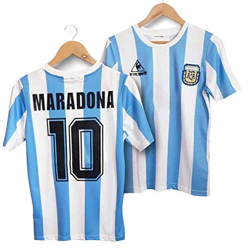 Urhause Camiseta de fútbol para hombre, Diego Maradona Camiseta de fútbol Uniforme Balón Rey - 1986 Copa del Mundo Argentina Classic Retro Uniforme de fútbol, azul y blanco