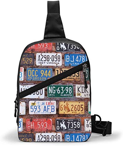 Viejas placas de matrícula, bolso bandolera para hombro, para exteriores, senderismo, viajes, bolsa de bolsillo personal para mujeres, hombres, resistencia al agua Viejas placas de matrícula, bolso bandolera para hombro, para exteriores, senderismo, viajes, bolsa de bolsillo personal para mujeres, hombres, resistencia al agua
