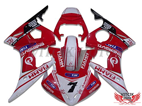 VITCIK (Kit de Carenado para YZF-600 R6 2005 YZF 600 R6 05) Accesorios de Repuesto para Bastidor y carrocería con(Rojo & Blanco) A003