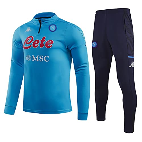 Weqenqing 2021 Camiseta De Fútbol De Manga Larga para Hombre del Nuevo Club De Fútbol Europeo, Traje De Entrenamiento Deportivo Transpirable De Primavera Y Verano (Top + Pantalones) Azul
