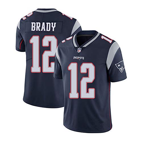 WFGY Jerseys -Tom Brady Nº 12 Patriotas De Nueva Inglaterra De Rugby Americano Jersey, Bordado De Tela, Bordado Aficionados Versión Fan Camisetas,Gris,XL