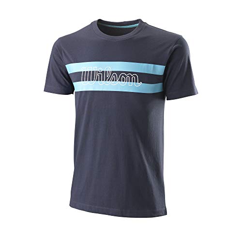 Wilson Hombre Camiseta de Manga Corta, CHI Script CTN T-Shirt, Algodón, Azul grisáceo (Outer Space), Talla L, WRA790901LG