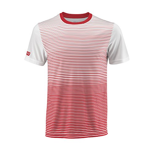 Wilson, M Team Striped Crew, Camiseta deportiva de hombre, Poliéster, Rojo/Blanco, Talla: M, WRA769704