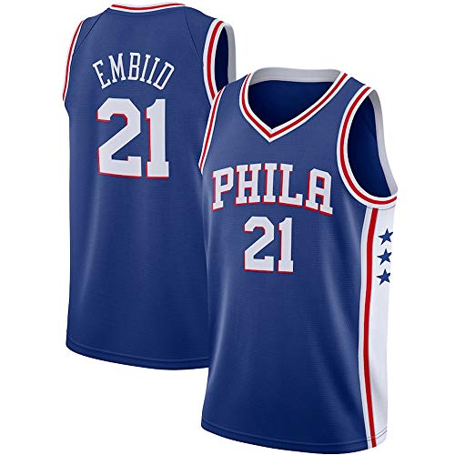 WSUN Camiseta De Baloncesto NBA para Hombre Camiseta De La NBA 76Ers 21# Joel Embiid Tops Trajes De Competición De Deportes Al Aire Libre Chaleco De Baloncesto,S(165~170CM/50~65KG)