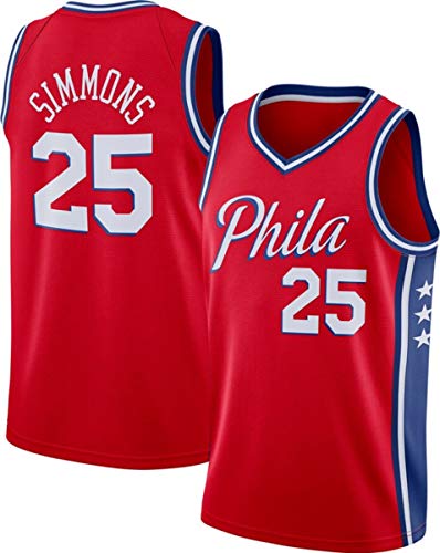 WSUN NBA Hombre Jersey 25# Simmons Camiseta De Baloncesto NBA 76Ers 25# Camiseta Camiseta Clásica Cómodo/Ligero/Transpirable Malla Bordada Unisex Sudadera,B,XL(180~185CM/85~95KG)