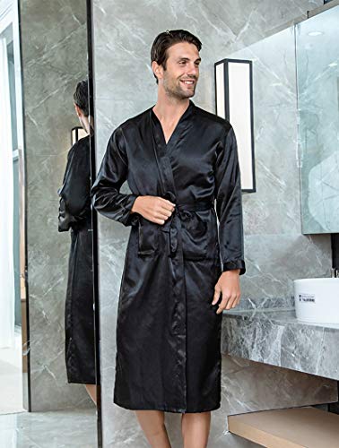 WYX Albornoz de manga corta para hombre, ligero, cuello chal, kimono para casa, talla C, L WYX Albornoz de manga corta para hombre, ligero, cuello chal, kimono para casa, talla C, L