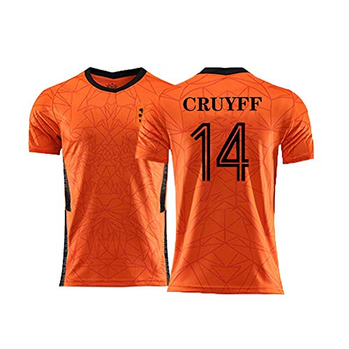 XH Johan Cruyff # 14 Camiseta de fútbol Camisetas de los Hombres Verano de Manga Corta Talla de Adulto, S-XXL (Color : Orange, Size : Adult-Small)