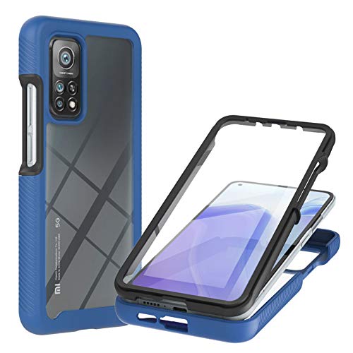 XINNI Armor Carcasa para Xiaomi Mi 10T Pro/10T Funda, PC/Protector de Pantalla Frontal Estuche Protector Anti Caída Bumper Back Case Cover, Azul