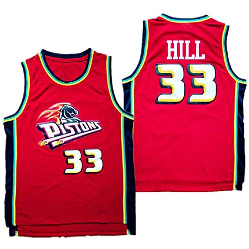 XSJY Jerseys De Baloncesto De Los Hombres - NBA Detroit Pistons # 33 Grant Hill Swingman Edition Mess Jersey Unisex Vest Mayas Sportwear,B,XXL:185~190cm/95~110kg