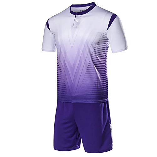 YSPORT Fútbol Traje Portero Manga Corta Pantalones Cortos Atuendo Jerseys Uniforme Portero (Color : White Purple, Size : Medium)