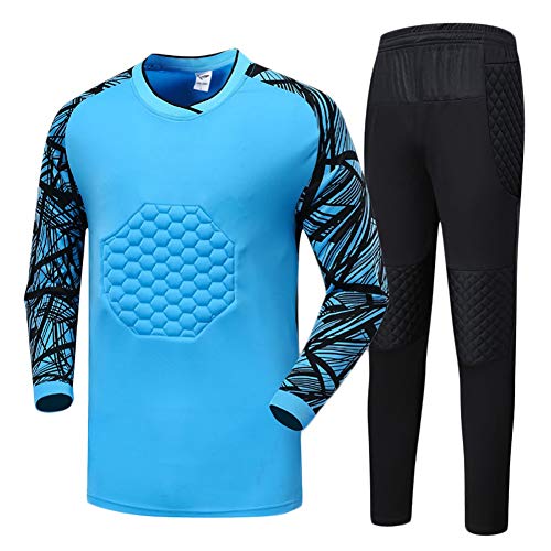 YSPORT Partido Fútbol Anticolisión Conjuntos Uniformes Porteros Protector Acolchado Fútbol Jerseys (Color : Blue, Size : 3XL)