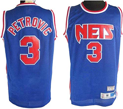 YZQ Basketball Jersey- Brooklyn Nets # 3 Drazen Petrovic - Camiseta Sin Mangas De Baloncesto, NBA Vintage Comfort Teléfono Jersey,M(170~175cm/65~75kg)