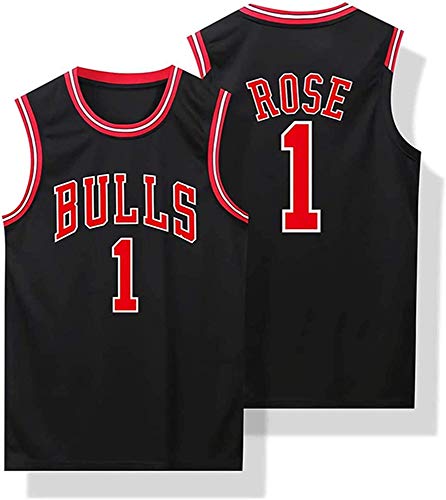 YZY Hombres Camisetas De La NBA, Chicago Bulls # 1 Derrick Rose Baloncesto Jersey, Transpirable Tela Cómoda Uniforme Unisex Luz,B,L(175~180CM/75~85KG)