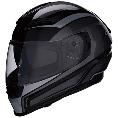 Z1R Casco de Moto Integral Homologado con Pantalla y Visera Parasol Desplegable | Ventilación | Negro y Gris | Policarbonato | Hombre o Mujer (Medium)