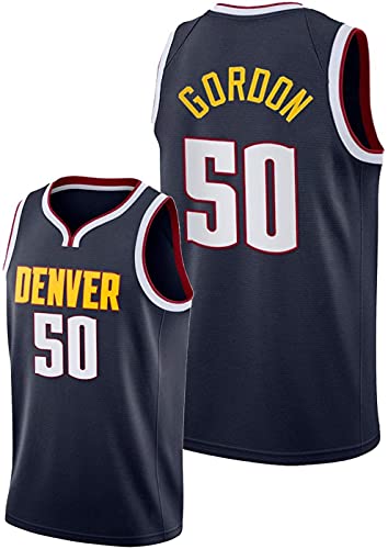 ZMIN Camisetas de la NBA del Baloncesto de los Hombres - Nuggets de Denver # 50 Gordon Malla Jersey Unisex Vest Mayas Sportwear,Negro,L 175~180cm