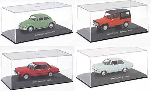 - Lote de 4 Coches 1/43 compatibles con VW Bettle + Opel Kadett B + Citroen MEHARI + Ford Taunus (CC101 + 102 + 103 + 104)