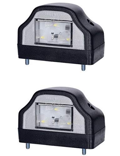 2 luces LED para matrícula, 12 V 24 V, con certificado E, luz de matrícula, luz trasera SMD para camiones y vehículos