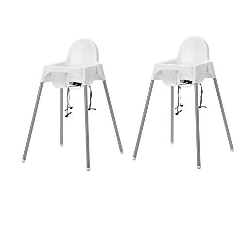 2x IKEA Antilop - Trona con cinturón de seguridad para bebé, fácil de mover gracias a sus patas extraíbles, color blanco