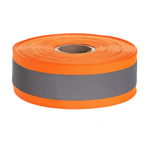 46 metro x 50mm reflectante cinta de seguridad para coser, Tira Reflectore de Costura para DIY chaleco etc, para la seguridad del tráfico, naranja, TKB5081-orange