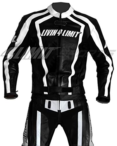 4LIMIT Sports 200100001406 Traje para Moto de Cuero, Negro/Blanco, XL