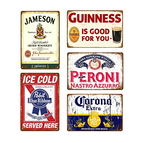 5 uds, placa de whisky de cerveza Vintage, letrero de metal Retro, letrero de chapa para hombre, bar, pub, publicidad, decoración de pared, 20x30cm NEW0533J